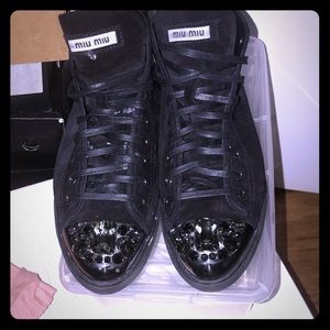 COPY - Miu Miu Prada crystal platform sneakers